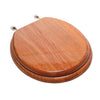 Oak Designer Solid Round Wood Toilet Seat with Hinges  #SA618