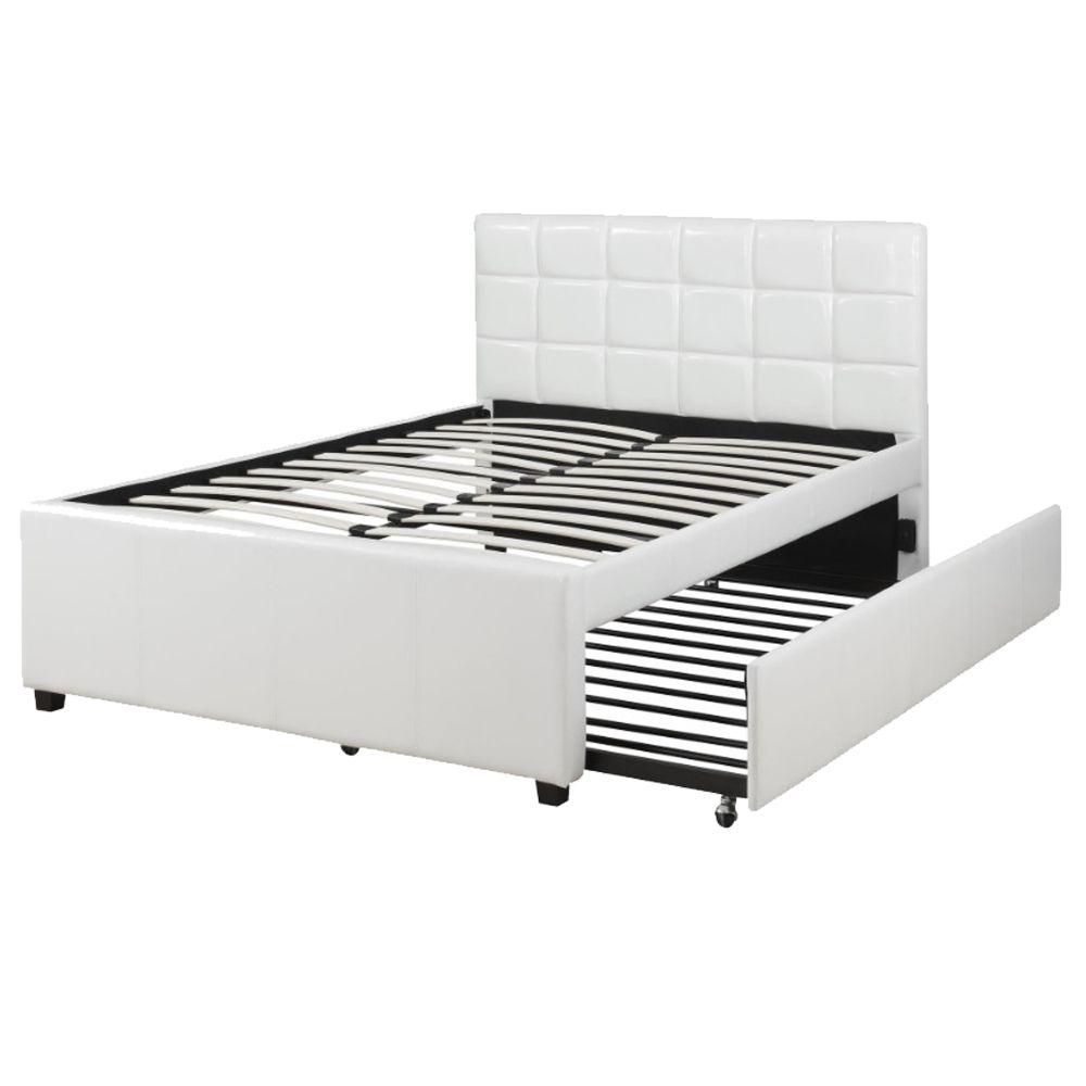 **As Is** White Tufted Headboard with Footboard - Full  #SA673