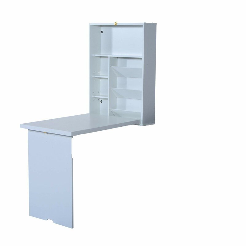 White Rossville Floating Desk with Hutch  #SA698