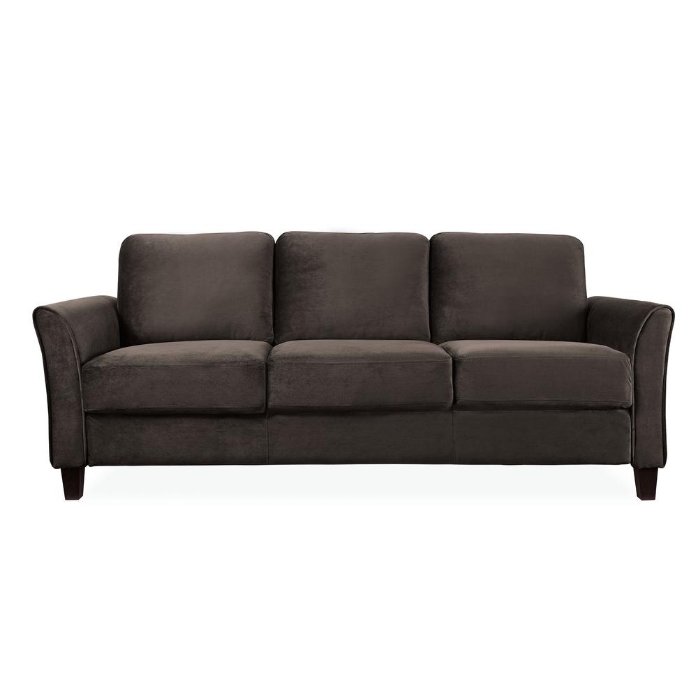 Wesley Microfiber Sofa with Curved Arms in Coffee  #SA699