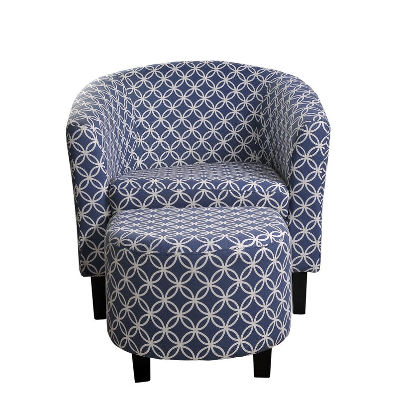 Blue Poitras 21" Barrel Chair and Ottoman  #SA719