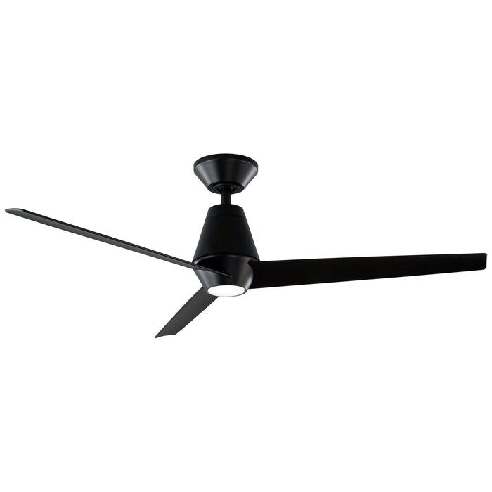 Matte Black 52" 3-Blade Outdoor Smart Ceiling Fan with Remote  #SA775