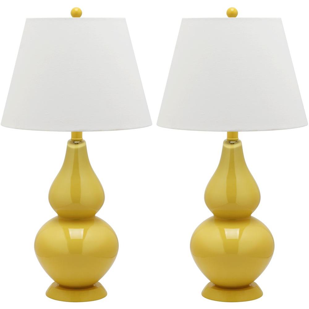 Cybil 26.5" Yellow Double Gourd Glass Lamps (Set of 2)  #SA884