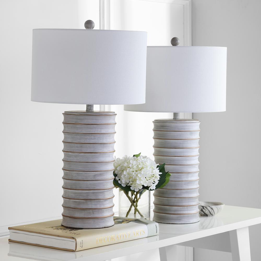 Melina 28.5" White Wash Rustic Table Lamps (Set of 2)  #SA885