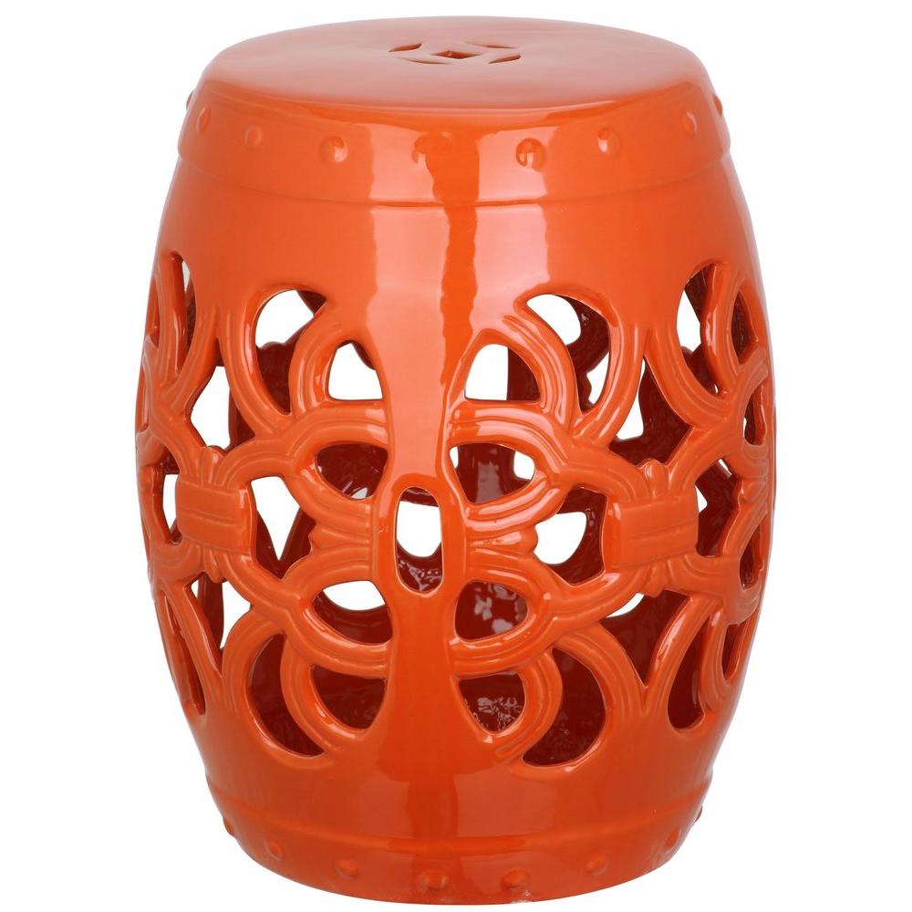Imperial Vine Orange Ceramic Garden Stool  #SA898