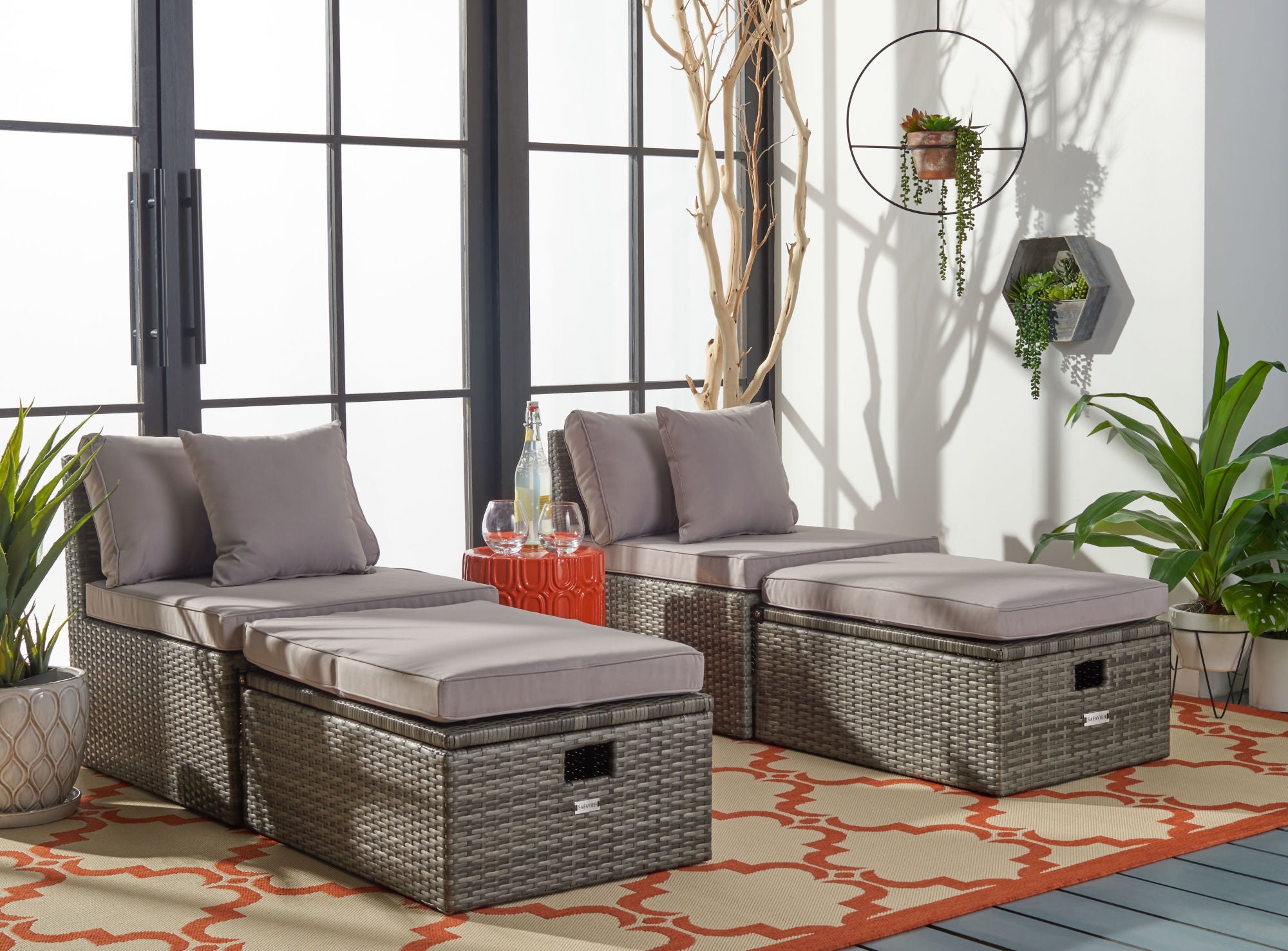 Pramla Outdoor Set with Ottomans   #SA951