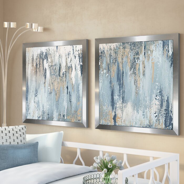 'Blue Illusion Square' - 2-Piece Framed Acrylic Prints  #SA976