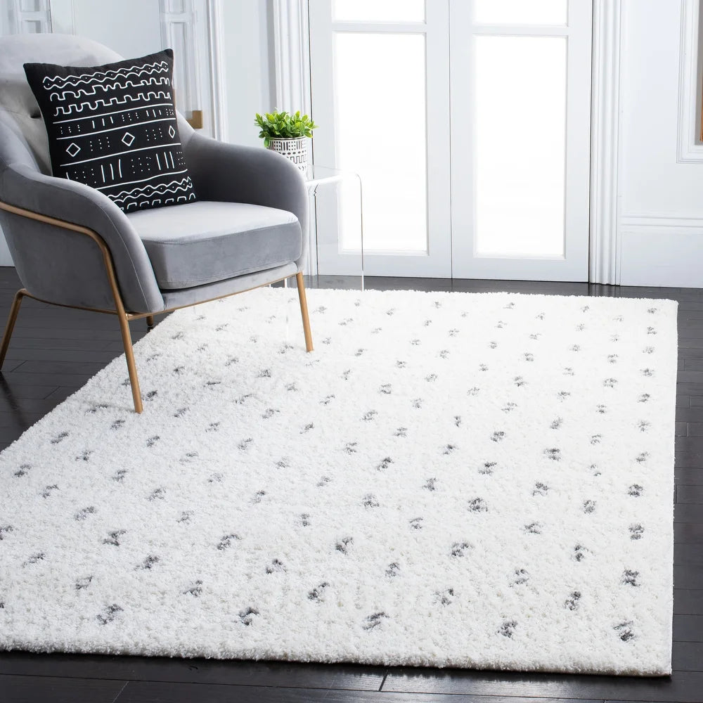 Berber Shag Eilike 1.2-inch Thick Rug - 4'5" x 6'5" - Beige/Grey