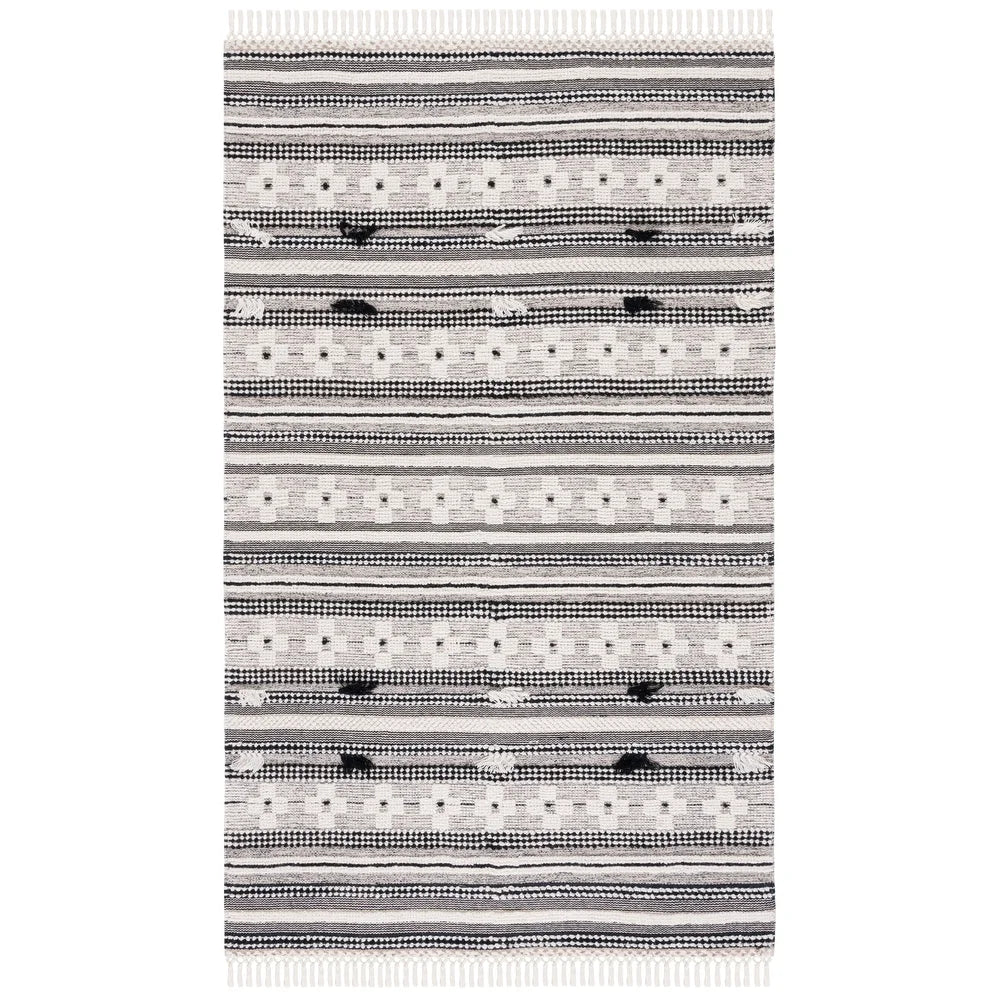 SAFAVIEH Handmade Natura Willy Wool Rug - Black/Ivory - 9' x 12'