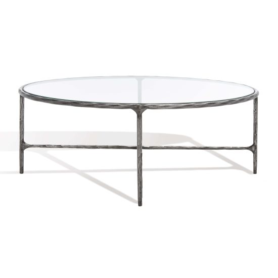 Couture Jessa Oval Metal Coffee Table - Silver