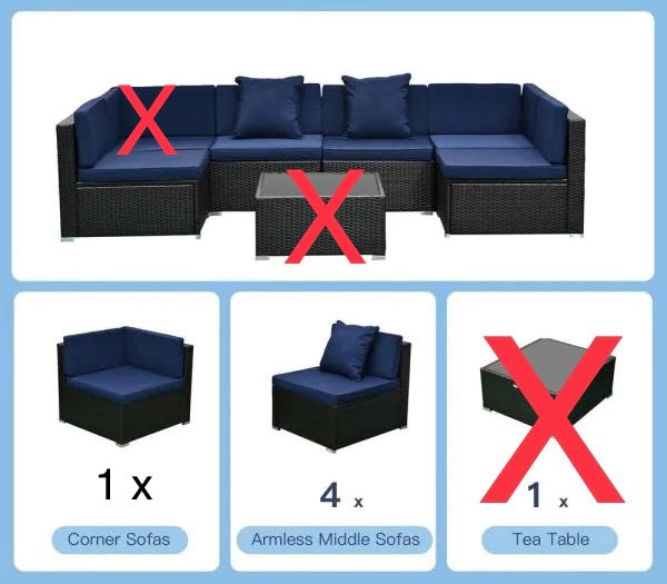 *AS IS* Patio Life Dark Brown 5-Pieces Steel Plastic Rattan Patio Conversation Set (NO CUSHIONS)