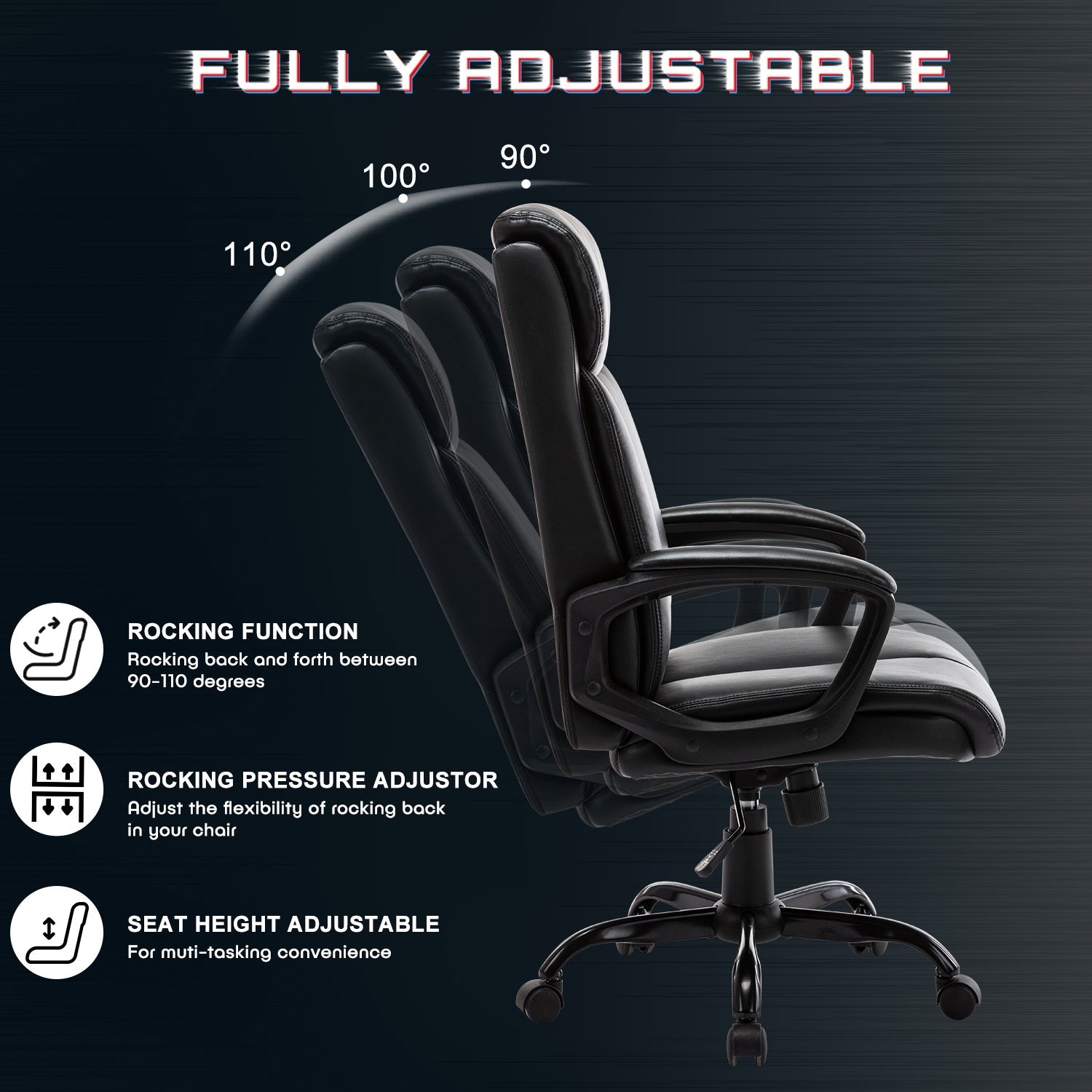 Bonded Leather Executive Chair, Black (#K6679)