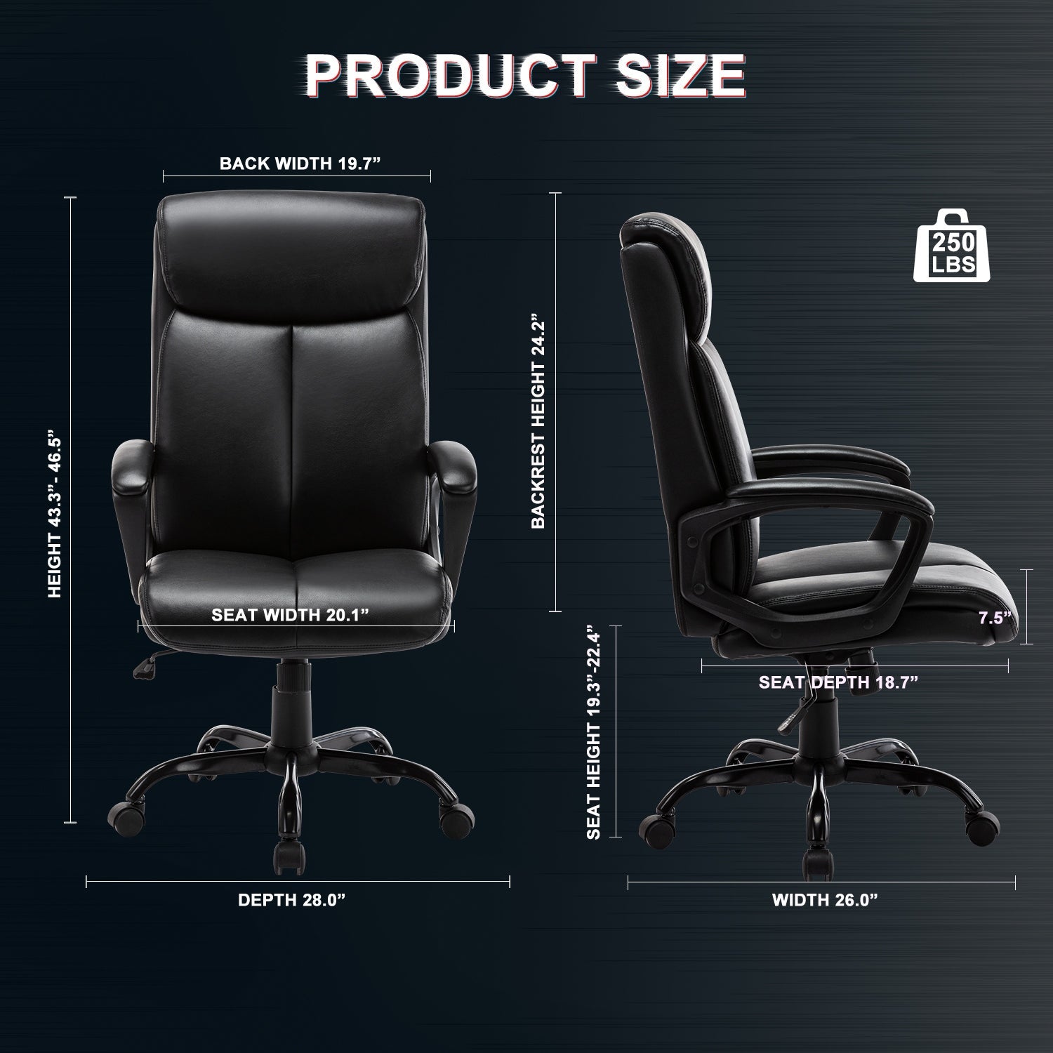 Bonded Leather Executive Chair, Black (#K6679)