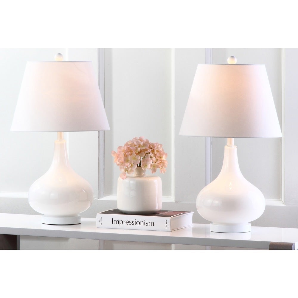 Set of 2 - Amy Glass Table Lamps, White (#K2636)