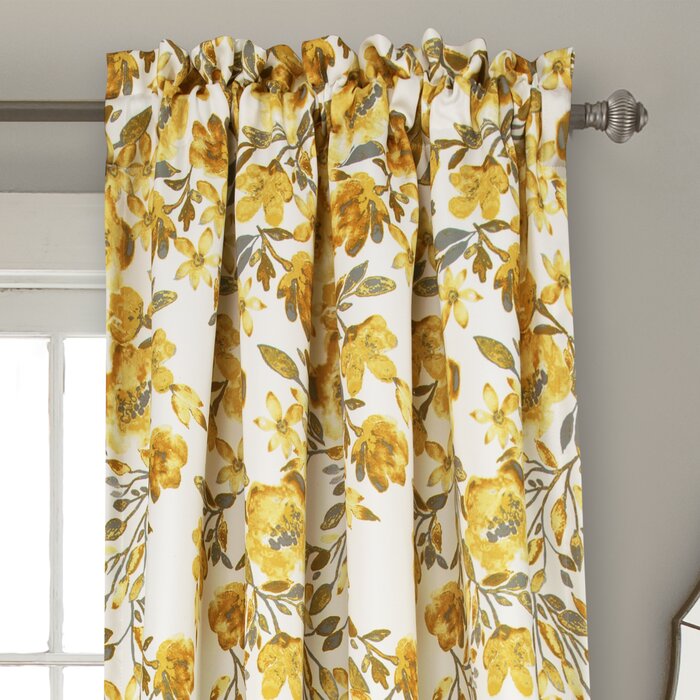 Saffr Walden Floral Room Darkening Thermal Rod Pocket Curtain Panels (Set of 2)