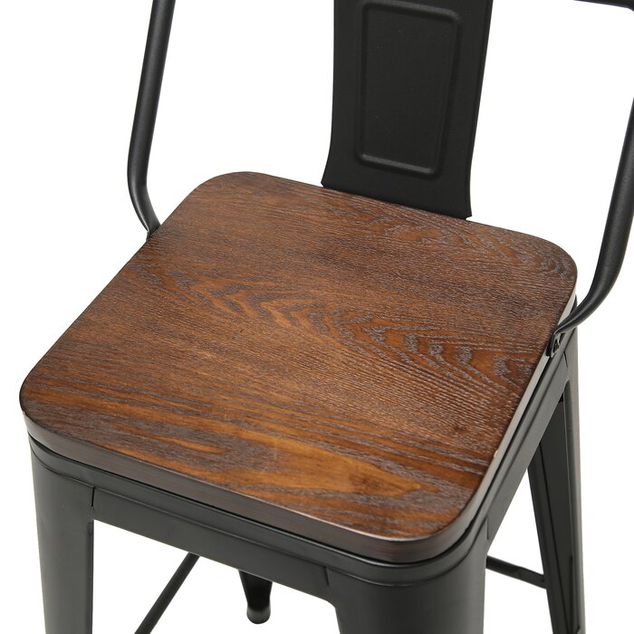 SET OF 4 Matte Black Saleh Counter Stool