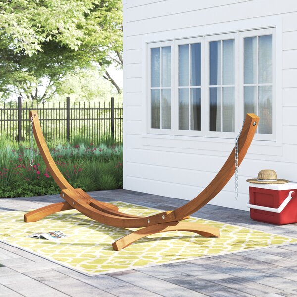 48" H x 162" W x 47" D Brown Samira Curved Arc Wood Hammock Stand pt654