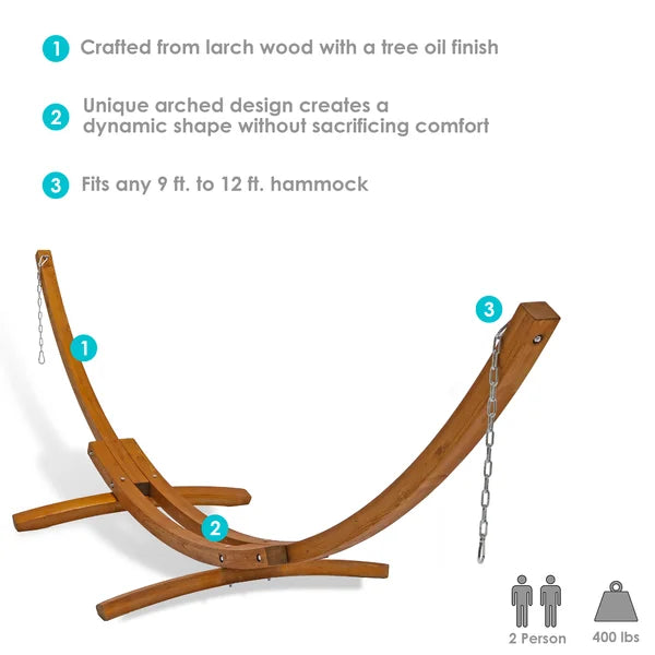 48" H x 162" W x 47" D Samira Curved Arc Wood Hammock Stand