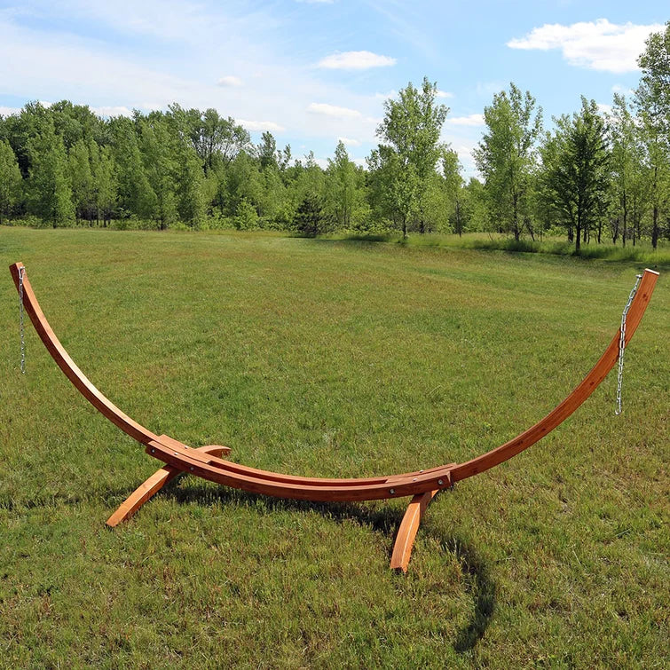 51" H x 142.5" W x 50" D Samira Curved Arc Wood Hammock Stand