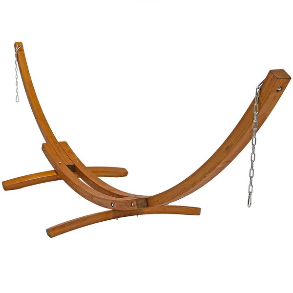 48" H x 162" W x 47" D Brown Samira Curved Arc Wood Hammock Stand pt654