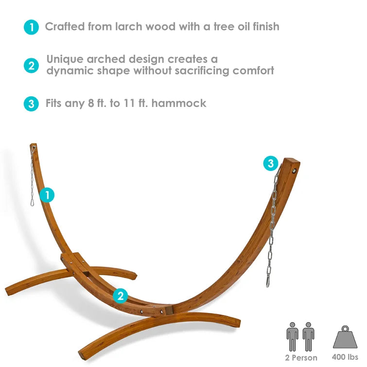 51" H x 142.5" W x 50" D Samira Curved Arc Wood Hammock Stand
