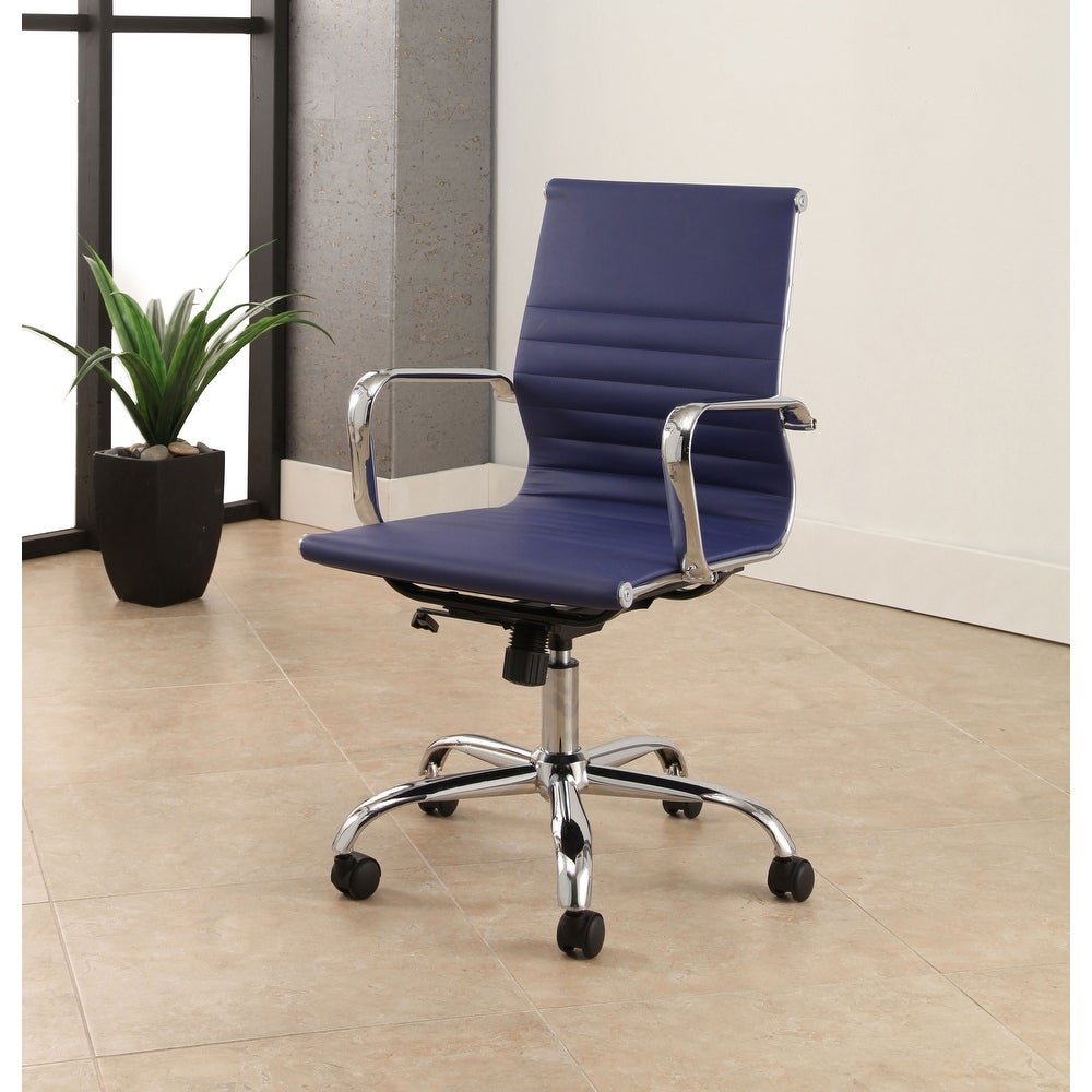 Abbyson Samuel Adjustable Leather Office Chair - Navy KB1307-A2-B1-P2