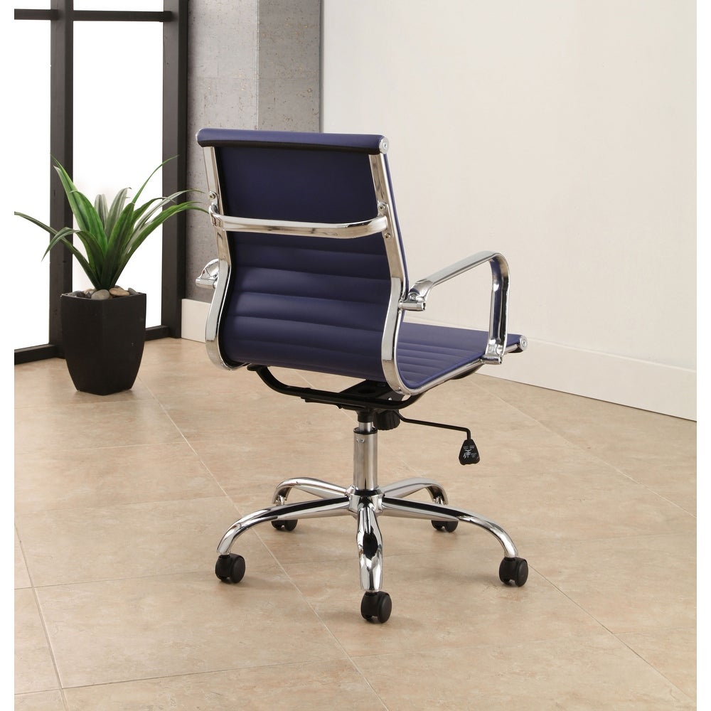 Abbyson Samuel Adjustable Leather Office Chair - Navy KB1307-A2-B1-P2