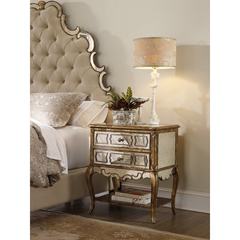Sanctuary 2 - Drawer Solid Wood Nightstand in Bling KBO309