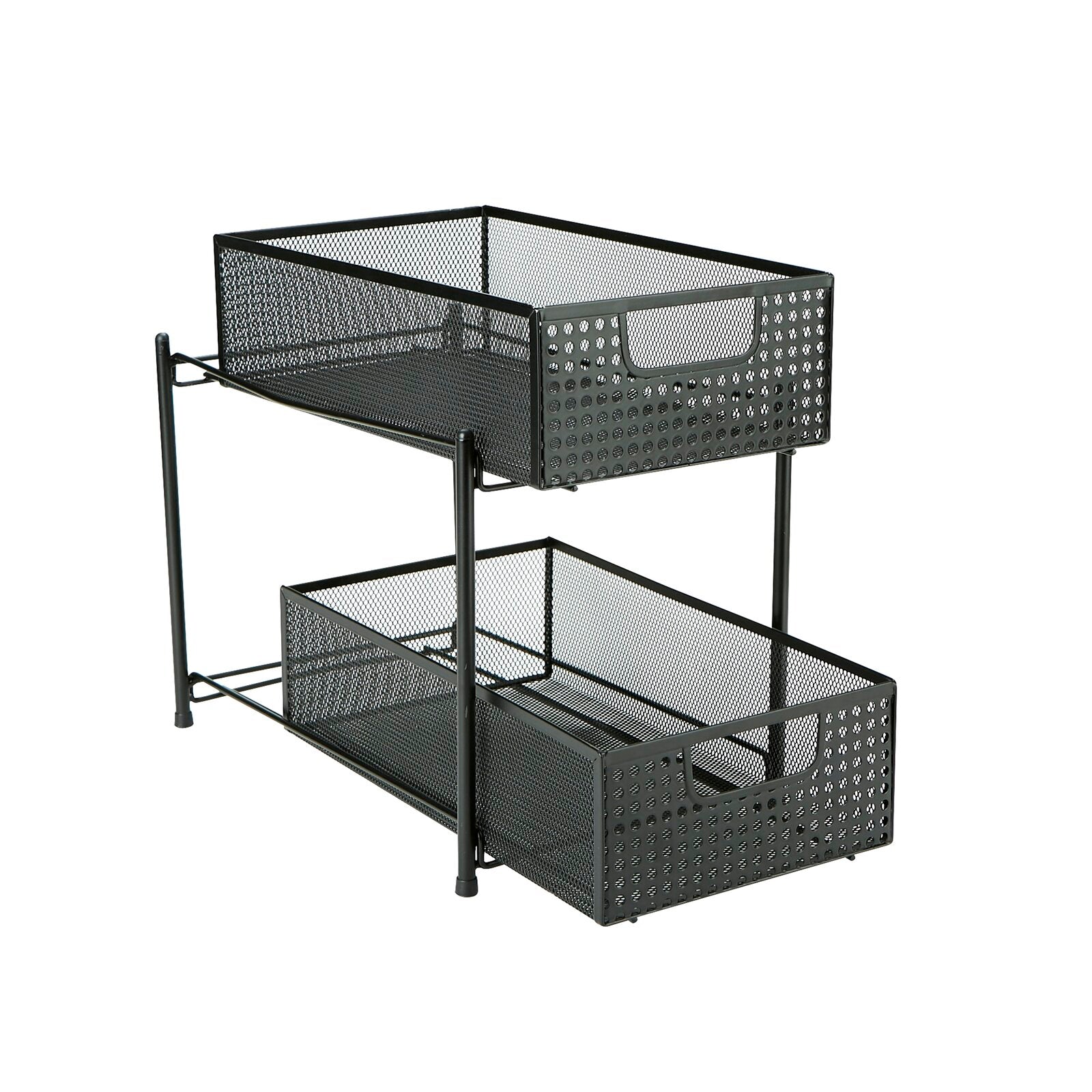 Black Sandridge Mesh Storage 2 Tier Shelving Rack (Set of 4) K7438