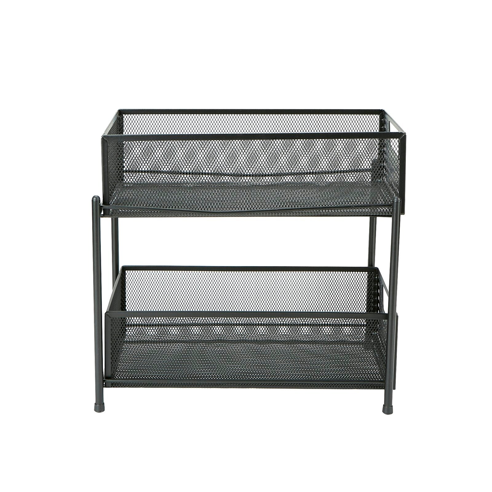 Black Sandridge Mesh Storage 2 Tier Shelving Rack (Set of 4) K7438