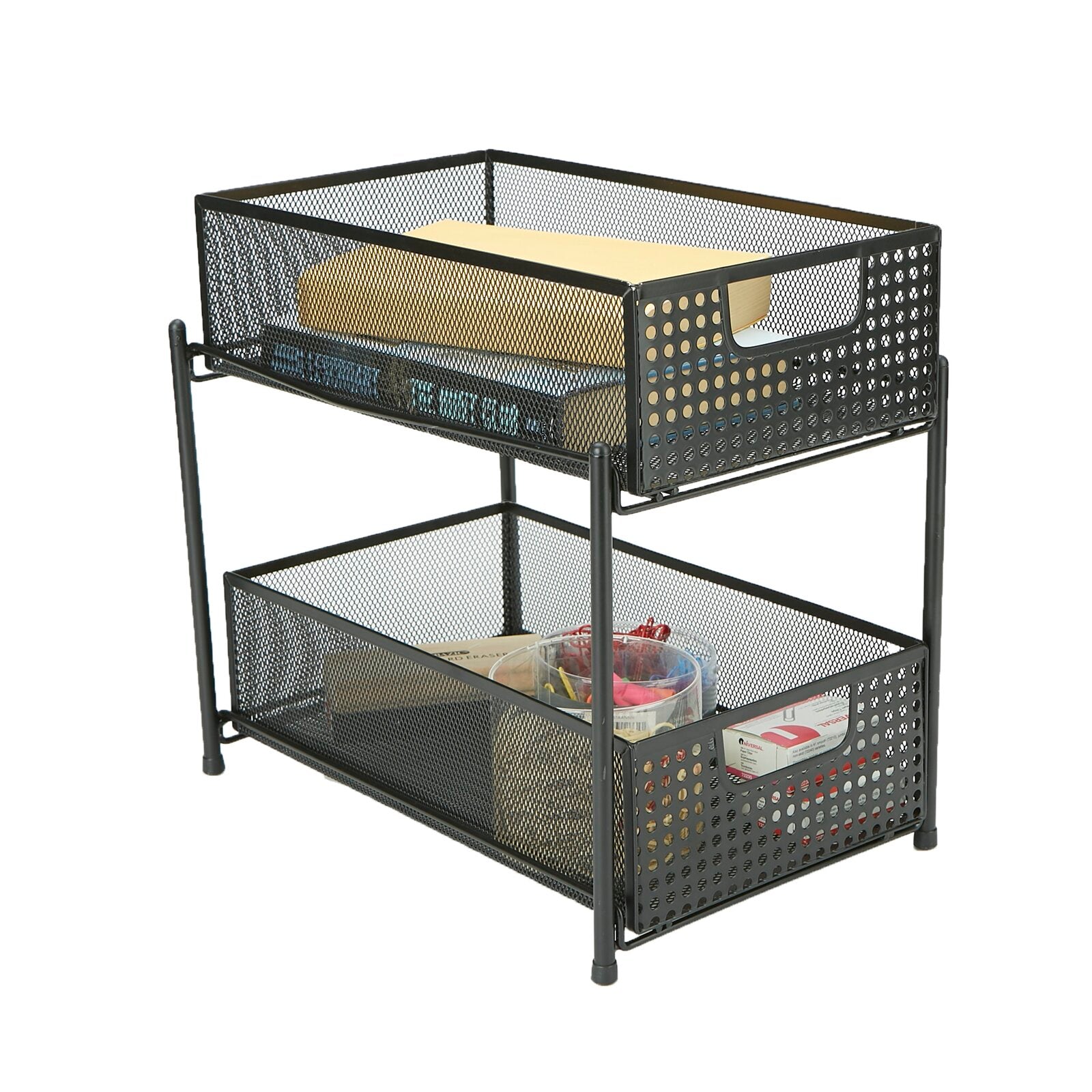 Black Sandridge Mesh Storage 2 Tier Shelving Rack (Set of 4) K7438