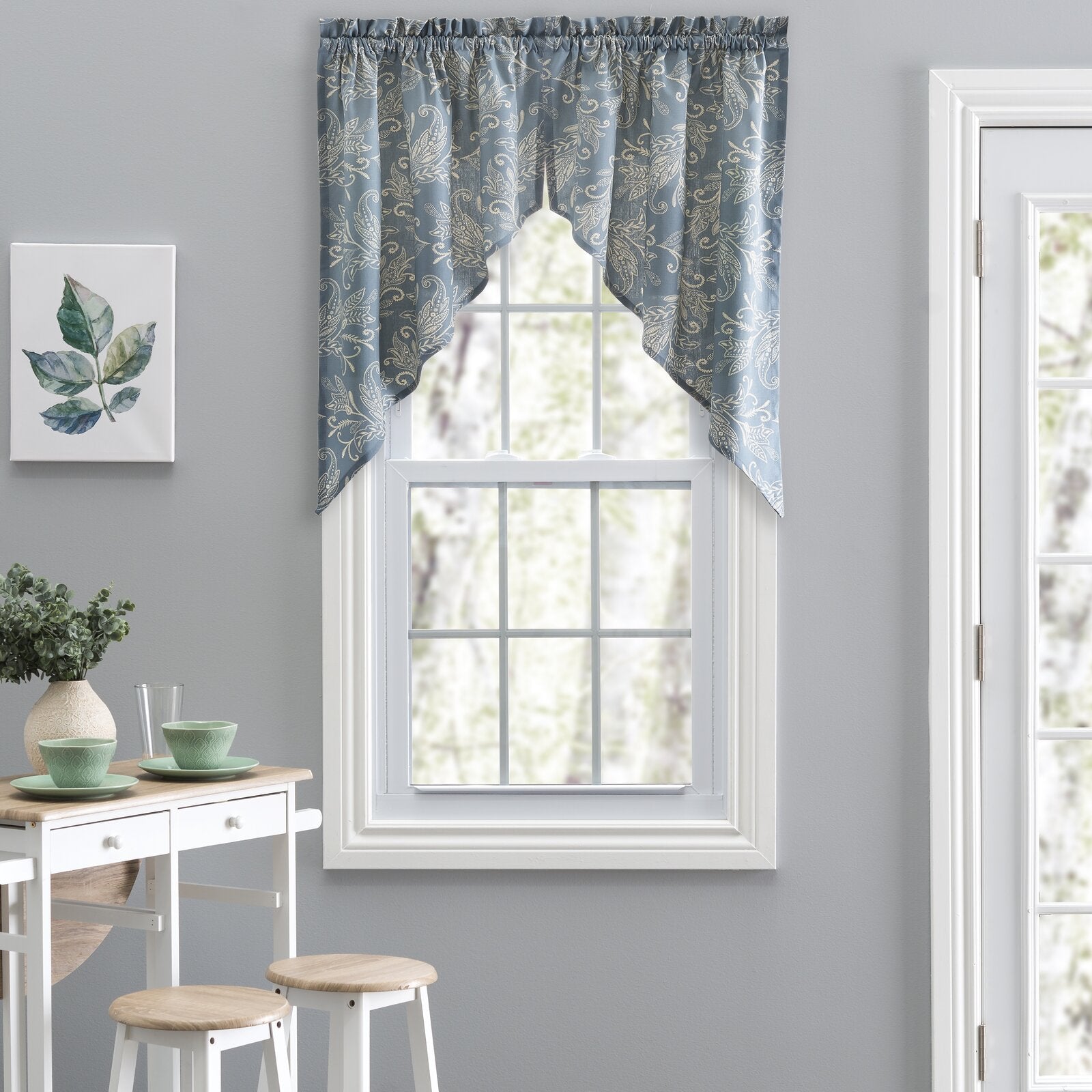 Blue Sanita Leaf 56" Window Valance (Set of 2) B55-TJ232