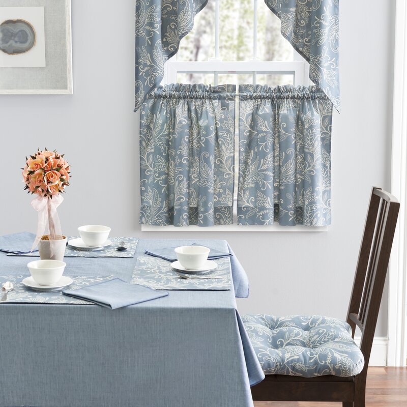 Blue Sanita Leaf 56" Window Valance (Set of 2) B55-TJ232