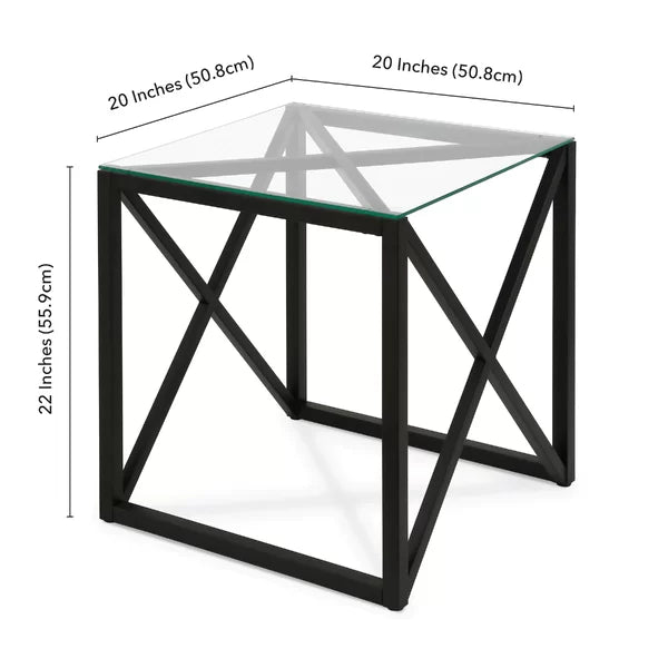 Blackened Bronze Saska 22'' Tall Glass Sled End Table