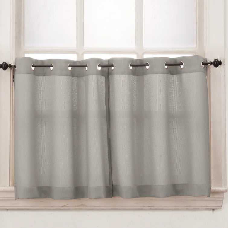 56" W x 36" L Nickel Sauel Solid Color Tailored 56'' Cafe Curtain (Set of 6)