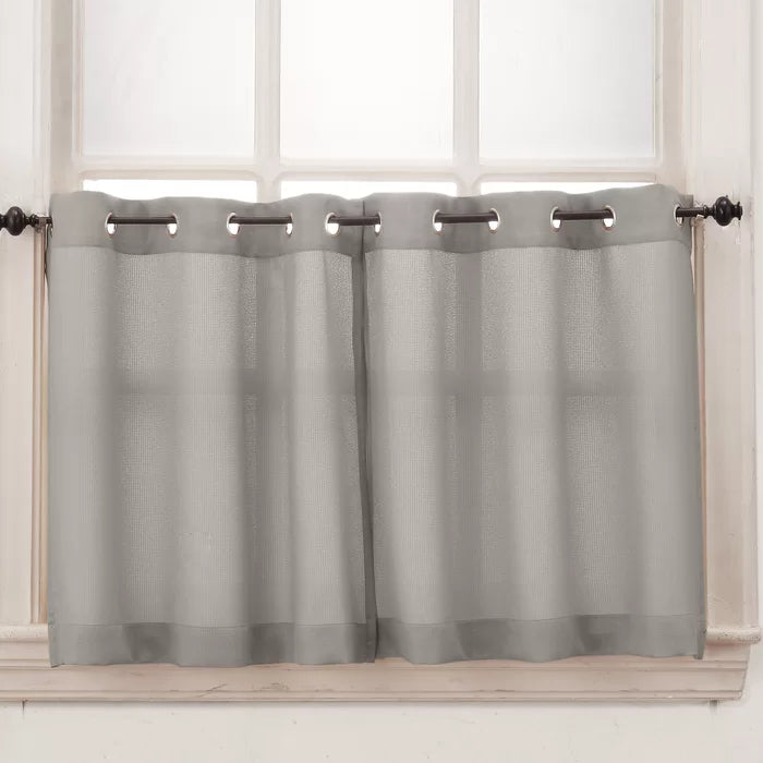 56" W x 36" L Nickel Sauel Solid Color Tailored 56'' Cafe Curtain (Set of 2)