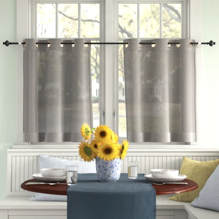 56" W x 36" L Nickel Sauel Solid Color Tailored 56'' Cafe Curtain (Set of 2)