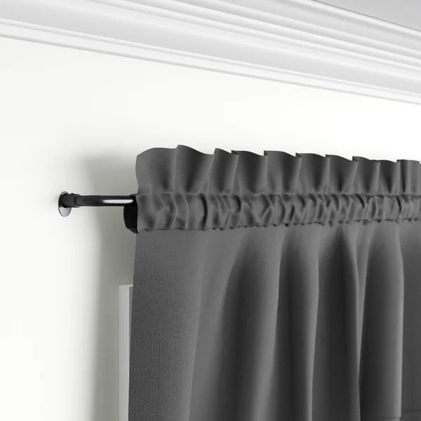48" - 86" Black Sauhal Adjustable 0.63" Single Curtain Rod