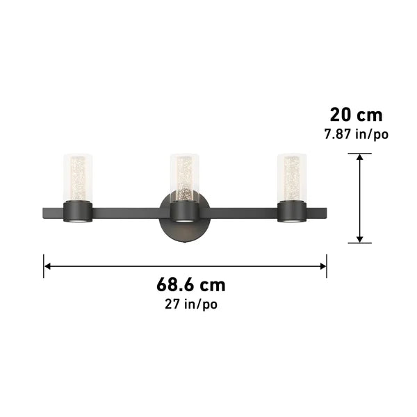 Black Saule 3 - Light Dimmable LED Vanity Light