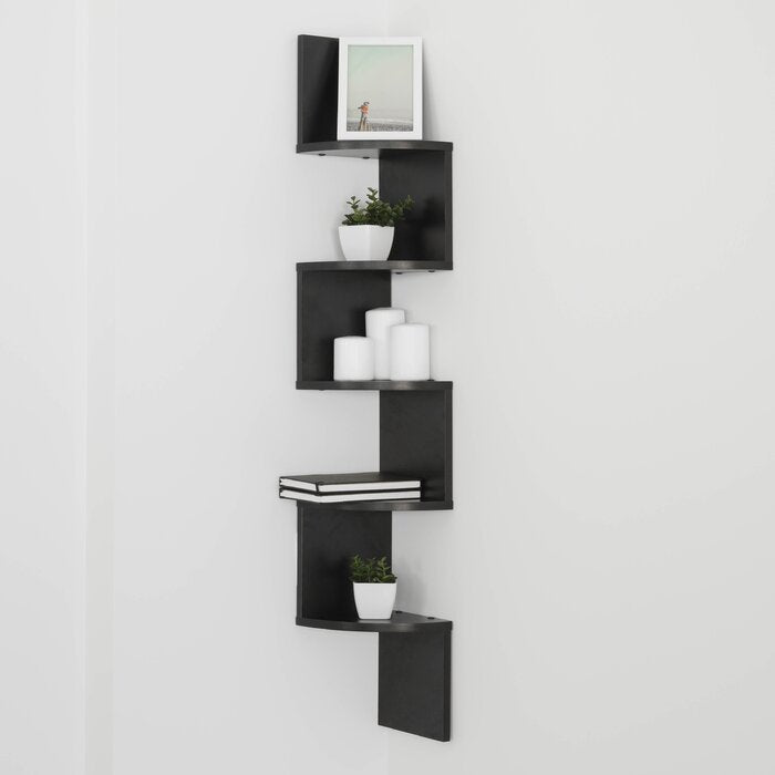 Black Saveliy 5 Piece Corner Shelf