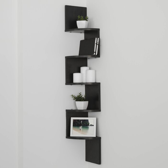 Black Saveliy 5 Piece Corner Shelf
