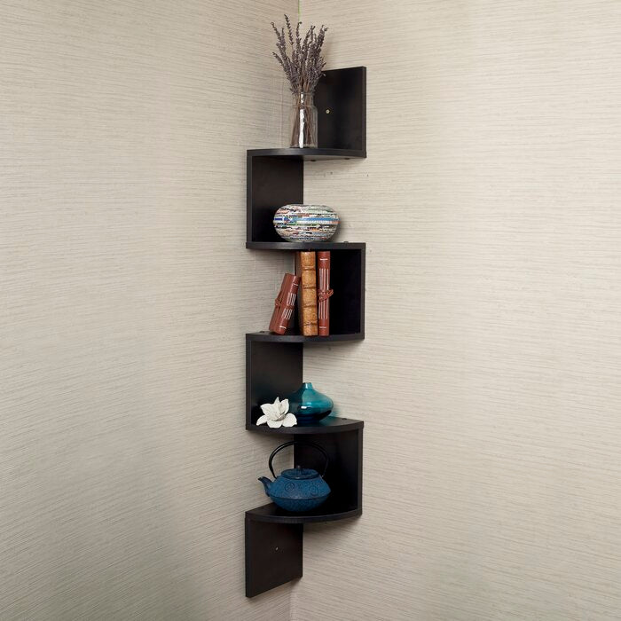 Black Saveliy 5 Piece Corner Shelf