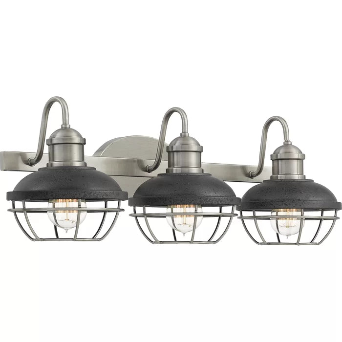 Saxon 3 - Light Dimmable Antique Polished Nickel Vanity Light