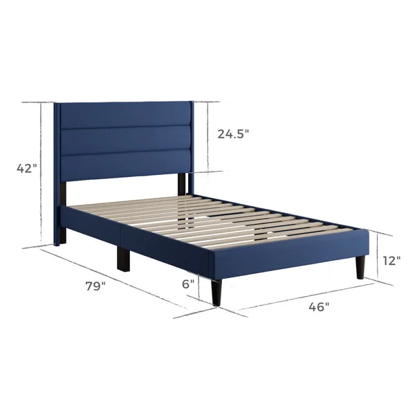 Twin Cobalt Scarlett Upholstered Low Profile Platform Bed
