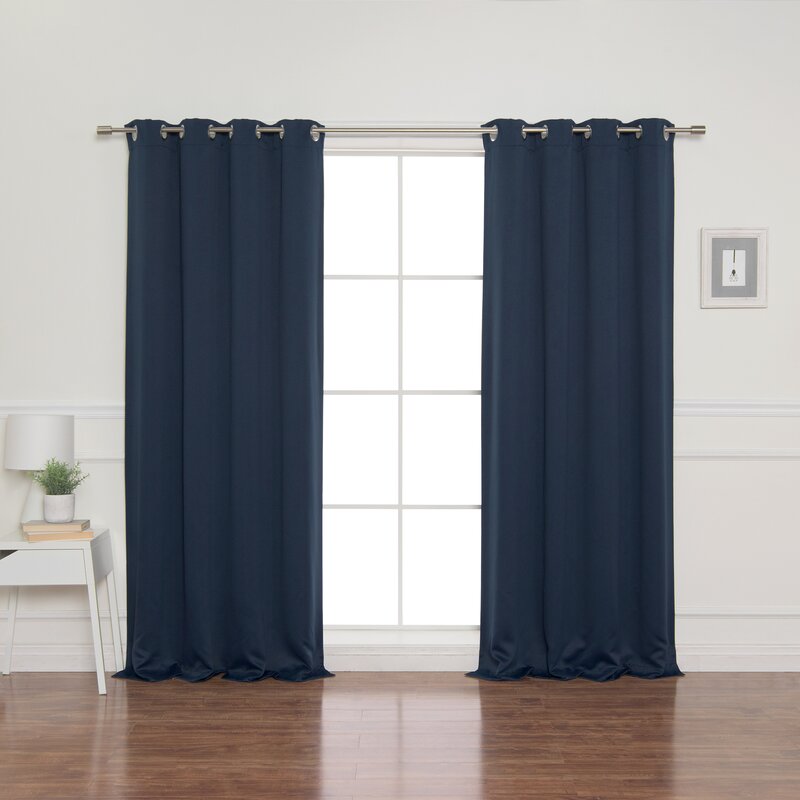 Schaeffer Solid Blackout Thermal Grommet Curtain Panels (Set of 2) 52" X 84"