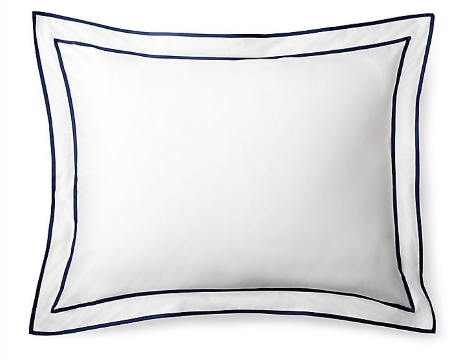 (2) Ralph Lauren Spencer border standard pillow sham in navy SS131