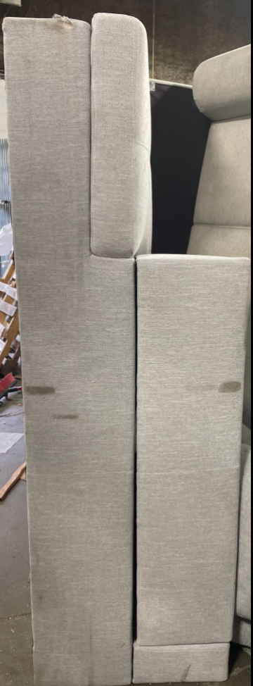 Beverly Fine Andes Furniture with Faux Leather Microfiber Sofa Set with Ottoman, Wood, Light Gray CA440