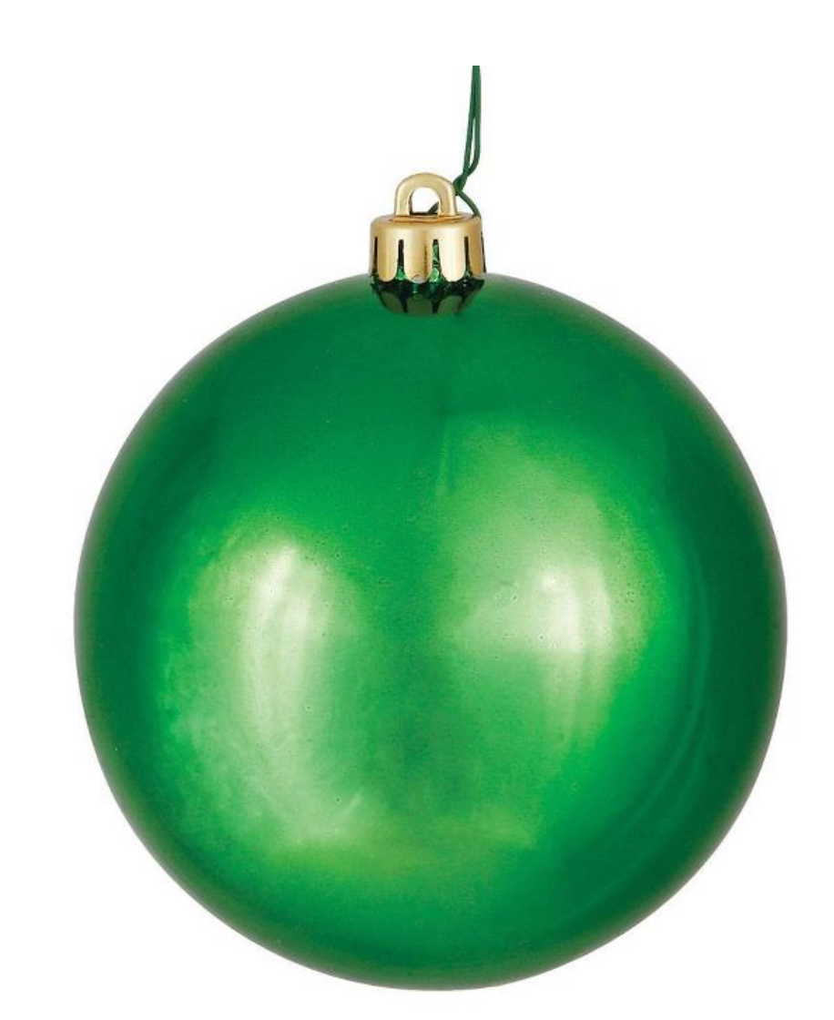 12ct Vickerman 3" Green Shiny Ball Ornament UV Coated Drilled Cap B6-DR3021
