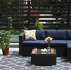 PHI VILLA Blue Rattan Patio Sectional Sofa