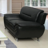 Timmy T Faux Leather 3 Piece Living Room Set, Black